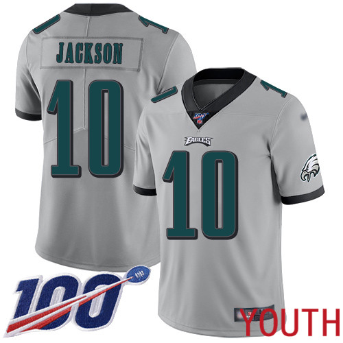 Youth Philadelphia Eagles #10 DeSean Jackson Limited Silver Inverted Legend NFL Jersey 100th Season Football